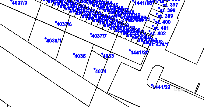 Parcela st. 4033 v KÚ Zlín, Katastrální mapa