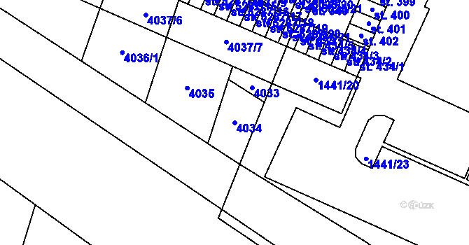 Parcela st. 4034 v KÚ Zlín, Katastrální mapa