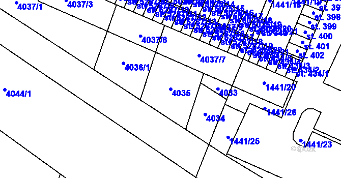 Parcela st. 4035 v KÚ Zlín, Katastrální mapa