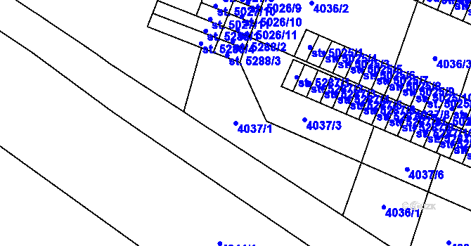Parcela st. 4037/1 v KÚ Zlín, Katastrální mapa