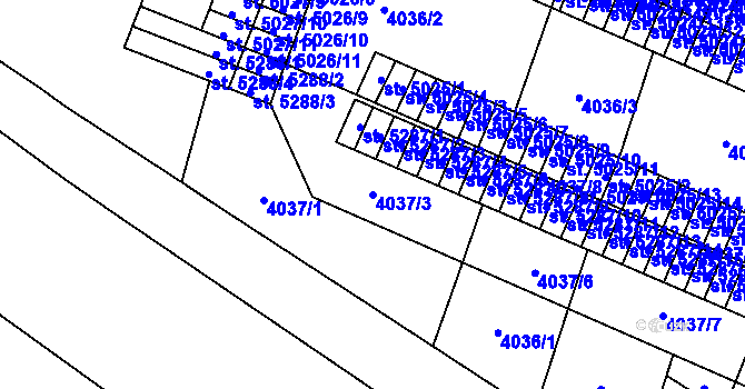 Parcela st. 4037/3 v KÚ Zlín, Katastrální mapa