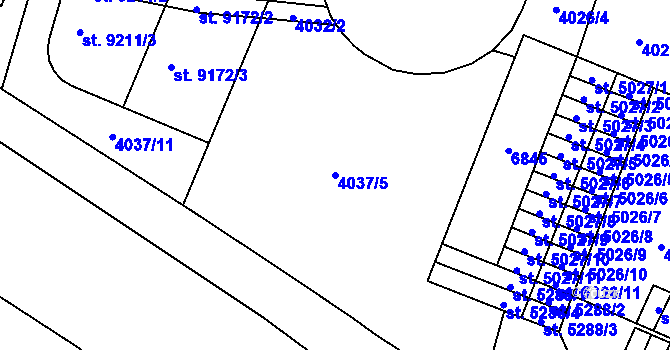 Parcela st. 4037/5 v KÚ Zlín, Katastrální mapa