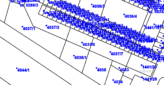 Parcela st. 4037/6 v KÚ Zlín, Katastrální mapa