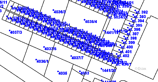Parcela st. 4037/9 v KÚ Zlín, Katastrální mapa