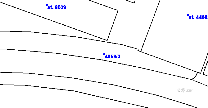 Parcela st. 4058/3 v KÚ Zlín, Katastrální mapa
