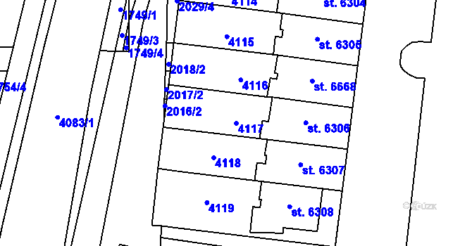 Parcela st. 4117 v KÚ Zlín, Katastrální mapa