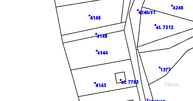 Parcela st. 4144 v KÚ Zlín, Katastrální mapa