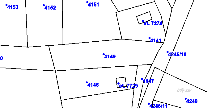 Parcela st. 4149 v KÚ Zlín, Katastrální mapa
