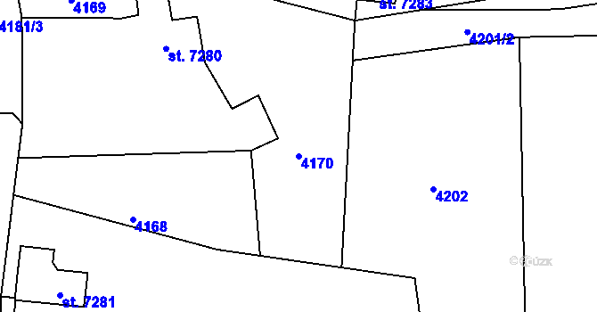 Parcela st. 4170 v KÚ Zlín, Katastrální mapa