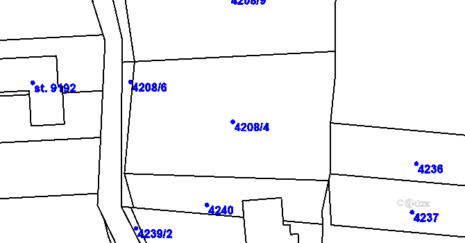 Parcela st. 4208/4 v KÚ Zlín, Katastrální mapa