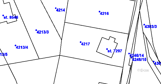 Parcela st. 4217 v KÚ Zlín, Katastrální mapa