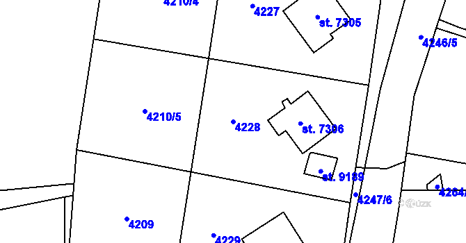 Parcela st. 4228 v KÚ Zlín, Katastrální mapa