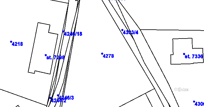 Parcela st. 4278 v KÚ Zlín, Katastrální mapa