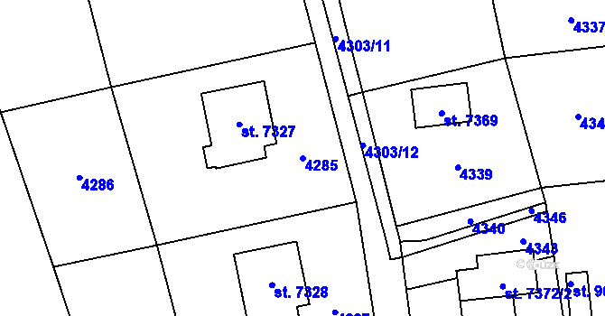 Parcela st. 4285 v KÚ Zlín, Katastrální mapa