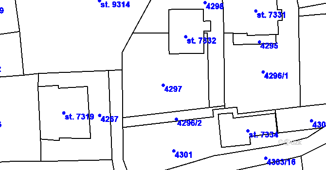 Parcela st. 4297 v KÚ Zlín, Katastrální mapa