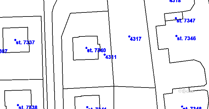 Parcela st. 4311 v KÚ Zlín, Katastrální mapa