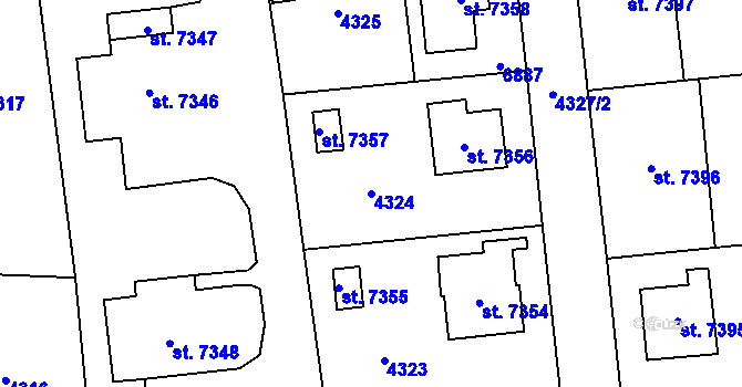 Parcela st. 4324 v KÚ Zlín, Katastrální mapa