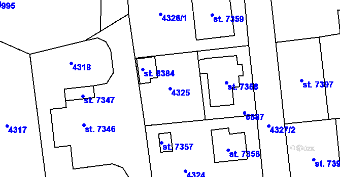 Parcela st. 4325 v KÚ Zlín, Katastrální mapa