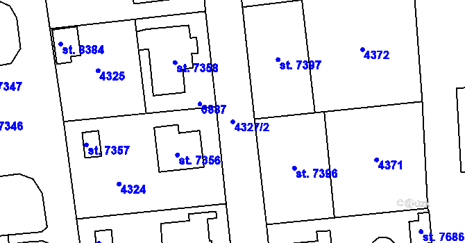 Parcela st. 4327/2 v KÚ Zlín, Katastrální mapa
