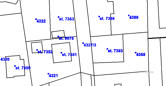 Parcela st. 4327/3 v KÚ Zlín, Katastrální mapa