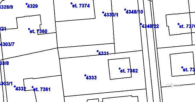 Parcela st. 4331 v KÚ Zlín, Katastrální mapa