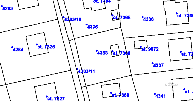 Parcela st. 4338 v KÚ Zlín, Katastrální mapa