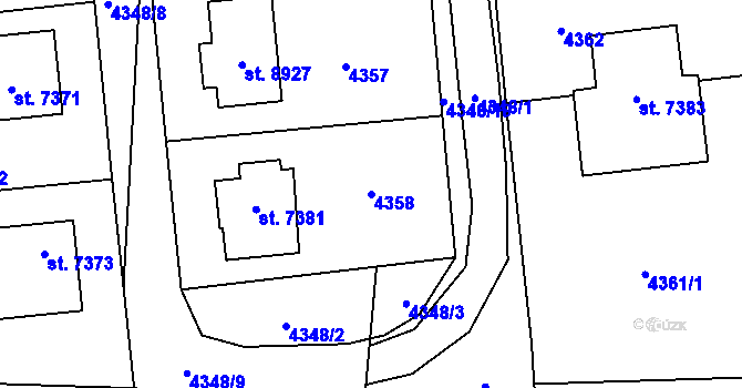 Parcela st. 4358 v KÚ Zlín, Katastrální mapa
