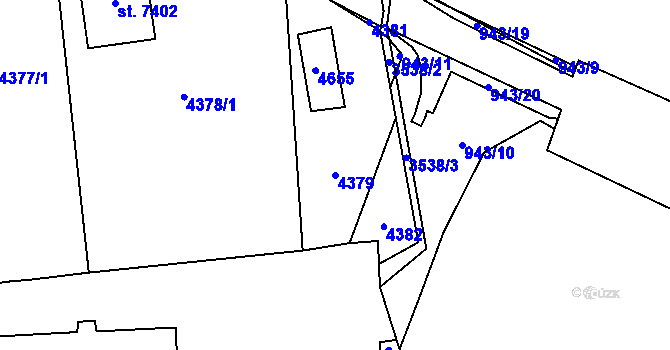 Parcela st. 4379 v KÚ Zlín, Katastrální mapa