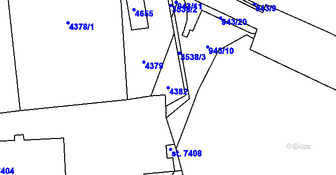 Parcela st. 4382 v KÚ Zlín, Katastrální mapa