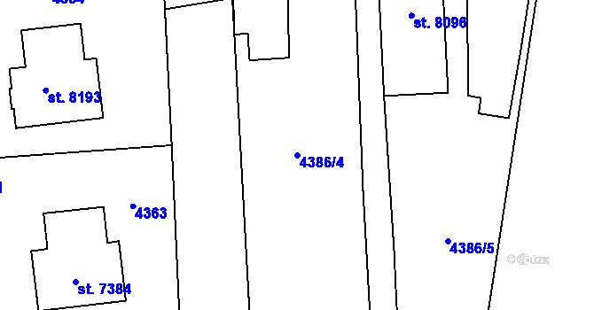 Parcela st. 4386/4 v KÚ Zlín, Katastrální mapa