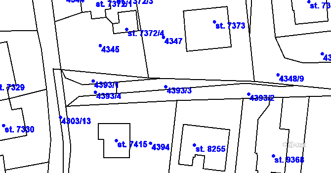 Parcela st. 4393/3 v KÚ Zlín, Katastrální mapa