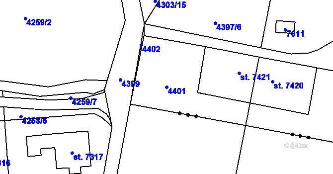 Parcela st. 4401 v KÚ Zlín, Katastrální mapa