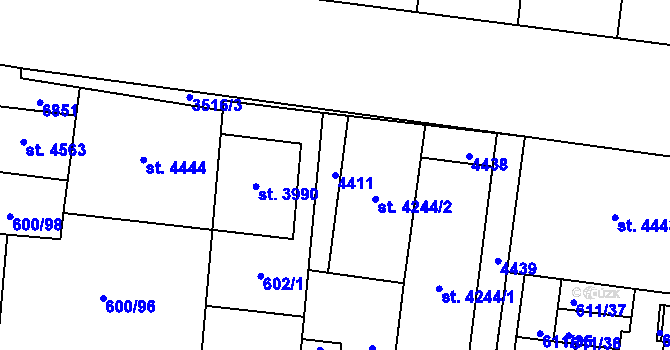 Parcela st. 4411 v KÚ Zlín, Katastrální mapa