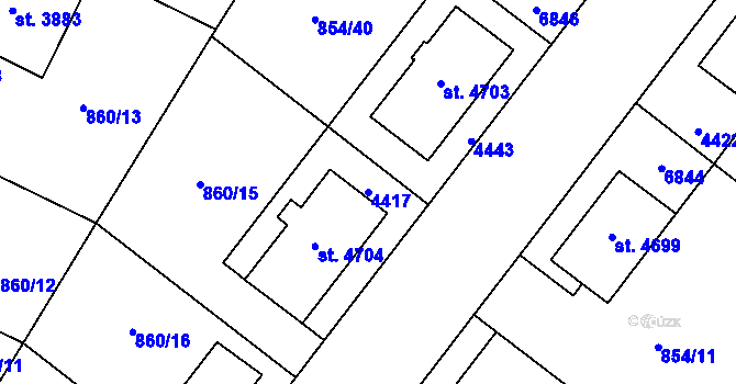 Parcela st. 4417 v KÚ Zlín, Katastrální mapa