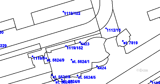 Parcela st. 4423 v KÚ Zlín, Katastrální mapa