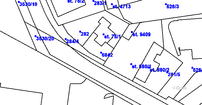 Parcela st. 6842 v KÚ Zlín, Katastrální mapa