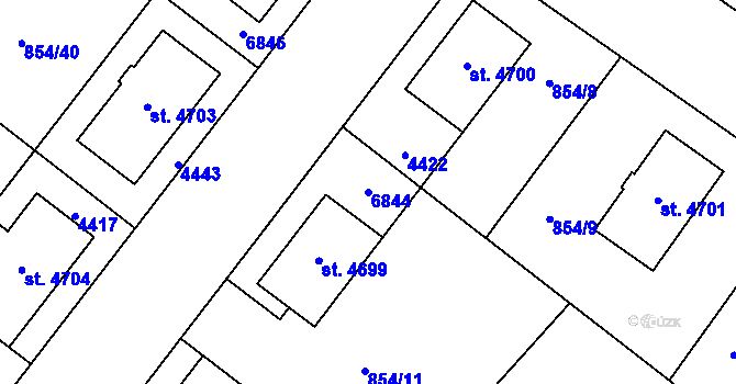 Parcela st. 6844 v KÚ Zlín, Katastrální mapa