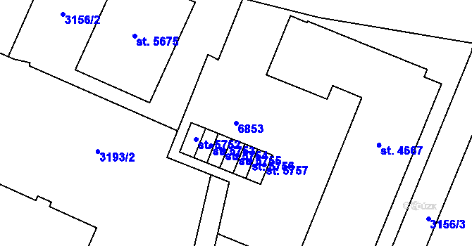 Parcela st. 6853 v KÚ Zlín, Katastrální mapa