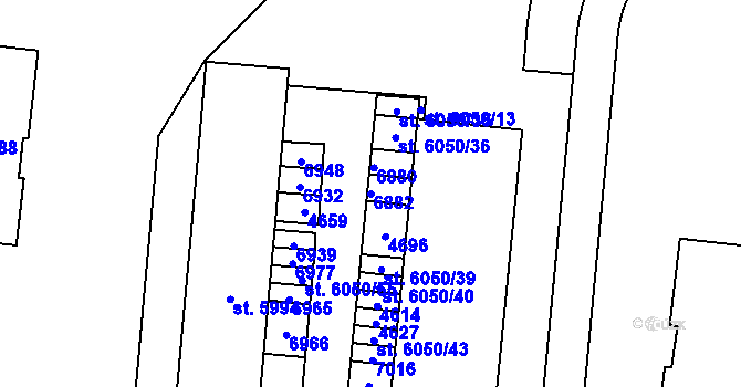Parcela st. 6882 v KÚ Zlín, Katastrální mapa