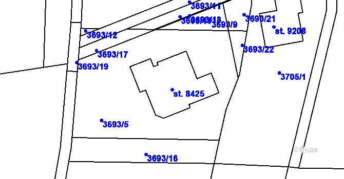 Parcela st. 8425 v KÚ Zlín, Katastrální mapa