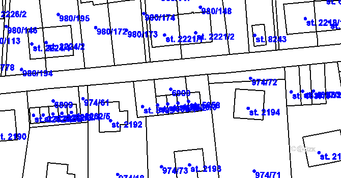 Parcela st. 6900 v KÚ Zlín, Katastrální mapa