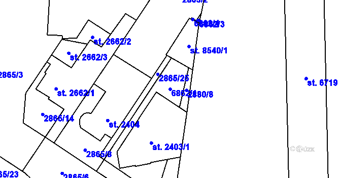 Parcela st. 6862/1 v KÚ Zlín, Katastrální mapa