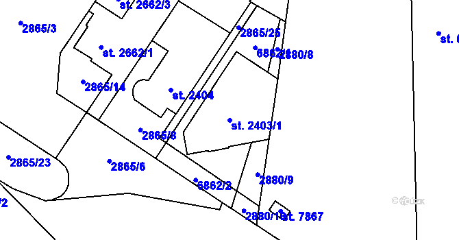 Parcela st. 2403/1 v KÚ Zlín, Katastrální mapa