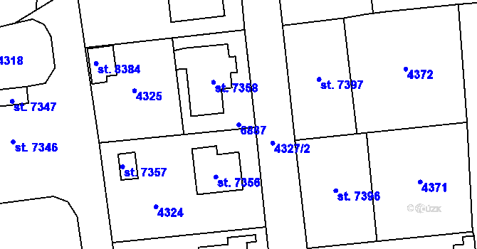 Parcela st. 6887 v KÚ Zlín, Katastrální mapa