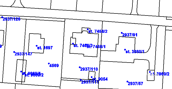 Parcela st. 7468/1 v KÚ Zlín, Katastrální mapa
