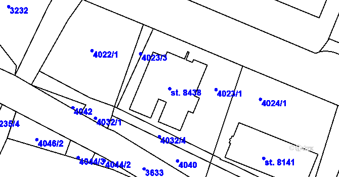 Parcela st. 8438 v KÚ Zlín, Katastrální mapa