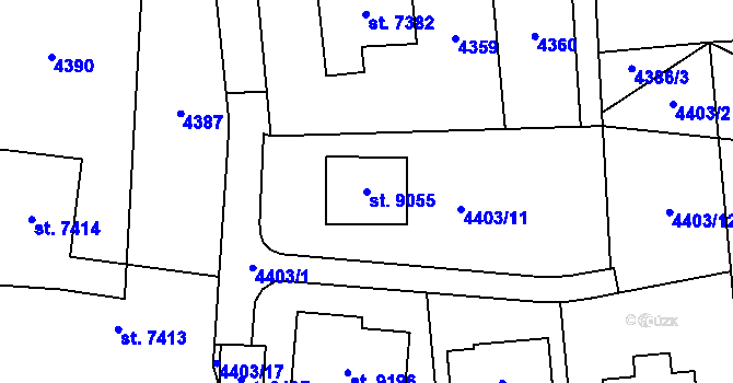 Parcela st. 9055 v KÚ Zlín, Katastrální mapa