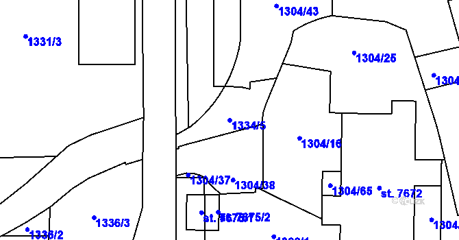 Parcela st. 1334/5 v KÚ Zlín, Katastrální mapa
