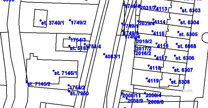 Parcela st. 4083/1 v KÚ Zlín, Katastrální mapa