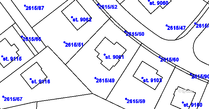 Parcela st. 9061 v KÚ Zlín, Katastrální mapa
